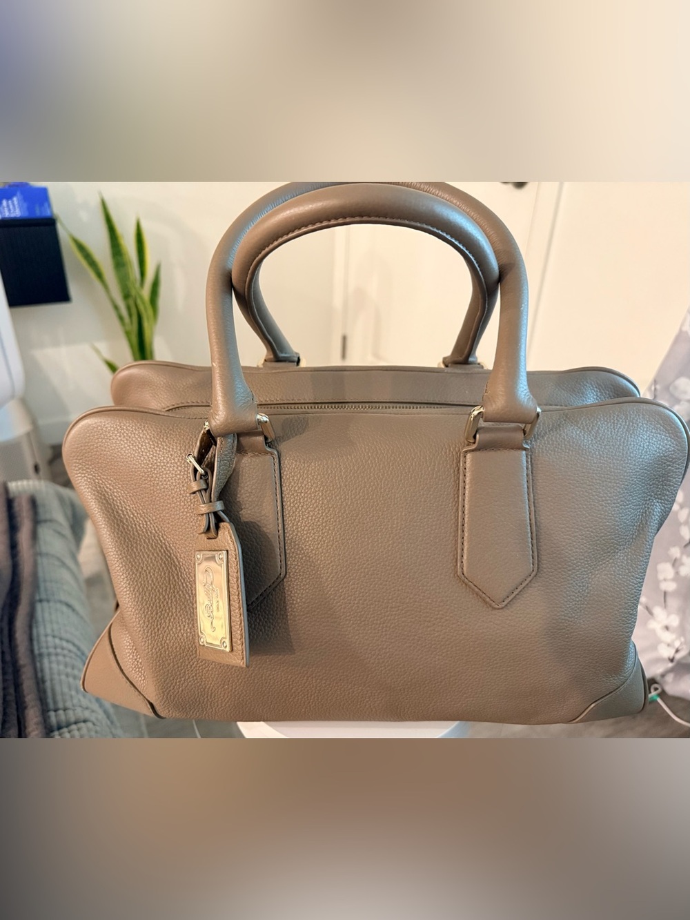 Pre-owned Bally Taupe Leather Boston Top-Handle Bag